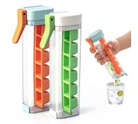 Ice Cube Tray, Square Ice Cube Mold,One Hand Press Ice-Tray Mold with Handle,Single Handed Pressing Ice-Maker,6 Grid Ice -Cube Tray Cup for Parties, Drinks, Cocktails & Frozen Liquids (Green+Orange)
