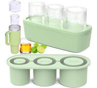 Ice Cube Tray Tumbler Cup Stanley Cup Mold 3 Hollow Cylinder Silicone Ice Cube Molds Stanley Maker with Lids Silicone Ice Cube Mold Ice Ball Mold for Stanley Tumbler Drinks Coffee Cocktail