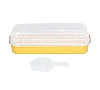 Ice Cube Tray with Bin 24 Grids Easy Release Food Grade Silicone Ice Cube Making Mold for Freezer Whiskey Cocktails Home Bar (Yellow)
