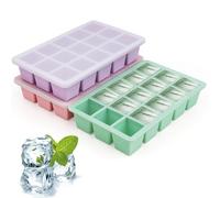 Ice Cube Tray with Lid 3 Packs 45 Cubes Large Flexible Silicone Ice Cube Tray BPA Free & Easy Release Ice Cube Moulds for Freezer, for Whisky, Cocktails, Drinks,Baby Food, Freezer