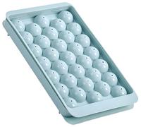 Ice Cube Tray with Lid, 33 Sphere Ice Cube Mold for Freezer, Stackable Round Ice Ball Maker Circle Ice Trays for Cocktails, Whiskey, Coffee, Drinks (Blue)