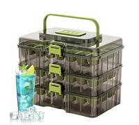 Ice Cube Tray with Lid and Bin - PP 63 Grid Ice Maker with Easy Release