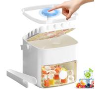 Ice Cube Tray with Lid & Bin, BPA Free Food-Grade Ice Cube Moulds, Makes 48 Ice Cubes, Release All Ice Cubes in One Second, Reusable Ice Cube Maker for Whiskey Cocktail