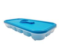 Ice Cube Tray with Lid - Easy Fill and Release - No Spills - Enjoy Cold Summer Drinks - Mess Free HANDLING of ICE Trays (Blue)