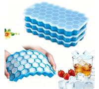 Ice Cube Tray with Lid, Easy Release,Mini Silicone Moulds, 3 Packs 37 Ice Trays, LFGB and BPA Free (Blue 3 Packs)