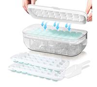Ice Cube Tray with Lid, Food-Grade Ice Cube Moulds, Release All Ice Cubes in One Second, Reusable 48 Ice Cube Tray(White)
