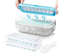 Ice Cube Tray with lid, Food-Grade Silicone Moulds, Release All Ice Cubes in One Second, Reusable 48 Ice Cube Tray(Blue)