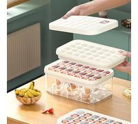 Ice Cube Tray with Lid, Ice Cube Maker with Bin, Reusable 56 Food-Grade Moulds, BPA-Free (White)