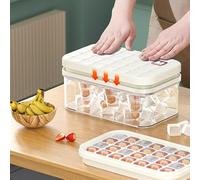 Ice Cube Tray with Lid, Large Silicone Ice Cube Moulds, Release All Ice Cubes in One Second, BPA-Free, Food-Grade,2-Tier,56 Ice Cube Tray (White)