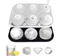 Ice Cube Tray with Lid Large Silicone Pop Ice Mold 6 Compartments XXL Ice Cube Tray Rose Round Ball Maker for Cocktails Whisky Gin Wine Ice Cream, BPA Free