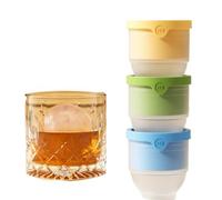 Ice Cube Tray with Lid, Pack of 3 - 3 Colours, 6 cm Ice Ball Maker, XXL Ice Ball Mould, Ice Cube Tray with Lid, BPA-Free Ice Cube Tray Silicone for Ice Cube, Whisky and Cocktails, Coffee Ice Ball