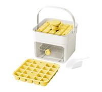 Ice Cube Tray with Lid, Portable Ice Maker, Easy Release Ice Cube Storage Box with Handle, Tongs & Basket, Reusable Ice Cube Maker for Home, Office & Bar (B-YE)
