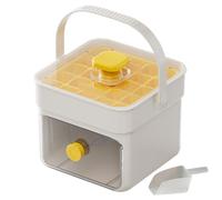 Ice Cube Tray with Lid, Portable Ice Maker, Easy Release Ice Cube Storage Box with Handle, Tongs & Basket, Reusable Ice Cube Maker for Home, Office & Bar (A-YE)