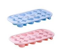 Ice Cube Trays 2 Pack, Silicone Stars Moons Hearts Shape ice cube molds with Lid,Multiple Shape Mini Ice cube trays, Easy-Release,BPA Free, for Cocktail, Freezer, Stackable Ice Trays