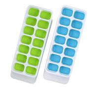 Ice Cube Trays, 2 packs Ice Cube Moulds with No-Spill Removable Lid, Easy-Release Silicone and Flexible Ice Trays for Freezer, Whiskey, Cocktail and Drink (2pack Blue&Green)