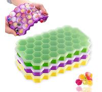 Ice Cube Trays, 3 Pack Silicone Ice Cube Moulds, BPA Free Food Grade Silicone Ice Cube Mould with Stackable Removable Lids, Makes Hexagonal Ice Cubes for Chilled Drinks, Whiskey, Cocktails