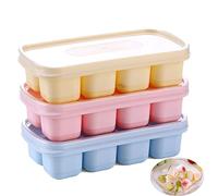 Ice Cube Trays 3PCS Reusable Silicone Ice Moulds with Removeable Lids BPA Free Summer Silicone Ice Molds for Whiskey Cocktails Water Drink Beer Freezer Home Kitchen Tools(Pink Blue Yellow)