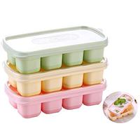 Ice Cube Trays 3PCS Reusable Silicone Ice Moulds with Removeable Lids BPA Free Summer Silicone Ice Molds for Whiskey Cocktails Water Drink Beer Freezer Home Kitchen Tools