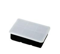 Ice Cube Trays 4/6/8 Grid Big Ice Tray Mold Silicone Cube Square DIY Maker(6 Grid- Black)
