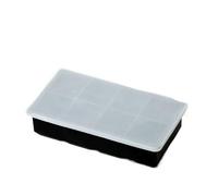 Ice Cube Trays 4/6/8 Grid Big Ice Tray Mold Silicone Cube Square DIY Maker(8 Grid- Black)