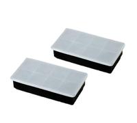Ice Cube Trays 4/6/8 Grid Big Ice Tray Mold Silicone Cube Square DIY Maker(8 Grid- Black-2PCS)