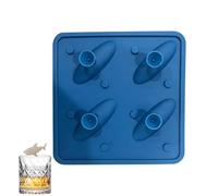 Ice Cube Trays - 4 Fun Shark Shape Non-Stick Animal Shape Silicone Ice Cube Tray for Home Kitchen Flat Bar Freezer Bourbon Cocktail Beer Juice Coffee Drink