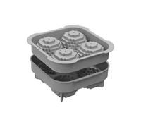 Ice Cube Trays 4 Grid 3D Ice Ball ICES Cube Silicone Tray Mold with Lid Reusable(Grey)