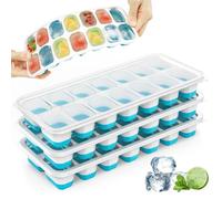 Ice Cube Trays 4 Pack, 56 PCS Ice Cube Trays for Freezer, Plastic & Silicone Ice Cube Mold, LFGD Certified & BPA Free, Stackable Ice Trays with Spill-Resistant Removable Lid for Whiskey, Beer, Coffee