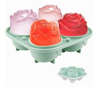 Ice Cube Trays for Freezer, Large Silicone Ice Cube Mold with Lid,Make 4 Giant 3D Cavity Rose Flower Shape Ice, BPA Free, Easy to Pop Out, Perfect for Soap Cocktails Juice Whiskey Jelly
