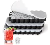 Ice Cube Trays,Ice Cube Tray with Lid,3 Pack Ice Cube Moulds Set,Ice Molds Silicone,Ice Cube Maker,Each Makes 37 Grid Silicone Ice Cube for Chilled Drinks,Whiskey,Cocktail,Easy Release & BPA Free