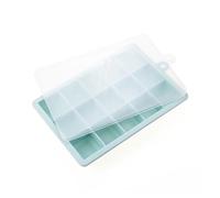 Ice Cube Trays Silicone Ice Cube Mold Grids Square with Lids Trays(15Grids - Light Blue)