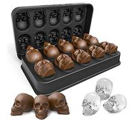 Ice Cube Trays,Silicone Ice Cube Mold Maker with Lid,Skull Head Style Mold,for Chilling Whiskey, Cocktail, Beverages,Pudding Chocolate