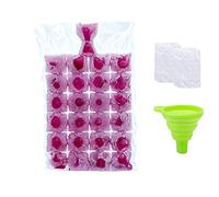 Ice Cubes Disposable Ice Cube Bags - 100 PCS Ice Cube Mold Trays Self-Seal Faster Freezing Maker for Whiskey Cocktails Drinks Kitchen BBQ Parties and Travel(Transparent, with 1 funnels)