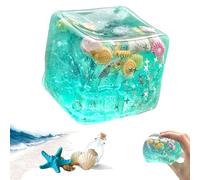 Ice Cubes Stress Balls, Ice Cubes Marine Shells Squishies Toy, Ocean Themed Ice Cube Squishy, Ice Cube Squishy Ocean Series, Desktop Stress Relief Toys for Birthday Classroom Party Favors (1 PC)
