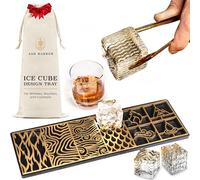 Ice Designer Tray - Craft Modern Ice Molds for Whiskey, Bourbon, & Cocktails in 5 Seconds - Whiskey Ice Mold Ice Cube Stamp - Bartender Accessories for Clear Ice Cocktails by Ash Harbor (Elements)