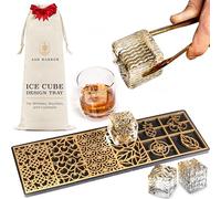 Ice Designer Tray - Craft Modern Ice Molds for Whiskey, Bourbon, & Cocktails in 5 Seconds - Whiskey Ice Mold Ice Cube Stamp - Bartender Accessories for Clear Ice Cocktails by Ash Harbor (Botanicals)