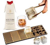 Ice Designer Tray - Craft Modern Ice Molds for Whiskey, Bourbon, & Cocktails in 5 Seconds - Whiskey Ice Mold Ice Cube Stamp - Bartender Accessories for Clear Ice Cocktails by Ash Harbor (Patterns)