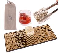 Ice Designer Tray Ice Press Craft Modern Ice Molds Stamps For Cocktails Whiskey Bourbon Maker Brass Custom Ice Cube Stamp Fast Patterns Bartender Accessories (Simple)