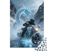 Ice Dragon Biker Jigsaw Puzzles 1000Pc Recycled Paper Snow Mountain RidePuzzle for Adults Jigsaw Puzzle Fun And Challenging Family Game Festivals Celebration Gifts 38x26cm/1000pcs