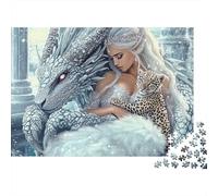 Ice Dragon Woman Jigsaw Puzzle for Adults 1000 Piece Puzzle Game Fantasy Artwork Home Decor Relaxation 38x26cm/1000pcs
