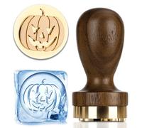 Ice Embossing Stamper with Wooden Handle Block Cocktail Embossing Tool Chocolate Dessert Kitchen Decoration Stamper for Drink