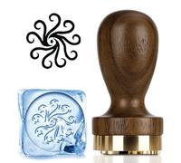 Ice Embossing Stamper with Wooden Handle Block Cocktail Embossing Tool Chocolate Dessert Kitchen Decoration Stamper for Drink