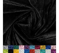 Ice Fabrics Stretch Crushed Velvet Fabric by The Yard - 60/62" Wide Soft Velvety Fabric for Sewing Apparel, Upholstery, Curtains & Decor - 250 GSM - 20% Vertical Stretch - Black - 2 Yards