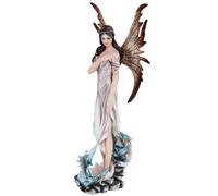 Ice Fairy with Wings and Baby Dragons Mystical Statue Figurine