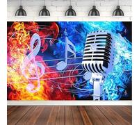 Ice Fire Microphone Photography Backdrop Rock Music Symbol Background Rap Concert Birthday Party Blue Water Red Flame Musical 240x180cm