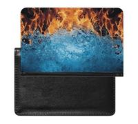 Ice Fire Passport Holder with 3 Card Slots, Portable PU Leather Travel Wallet, Slim Protective Cover for Passport, ID, Credit Cards