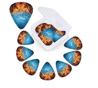 Ice Fire Print Guitar Picks 12 Pack with Guitar Organizer Storage Box Guitar Accessories Ukulele for Acoustic Guitar Bass Guitar Day Gift