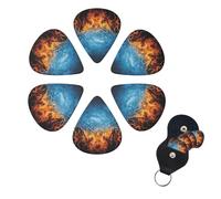 Ice Fire Print Guitar Picks 6 Pack with Organizer Storage Box for Custom Guitars for Men Women Guitar Accessory Ukulele for