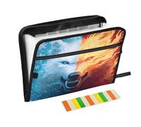 Ice Fire Wolf Expanding File Folder A4,13 Pockets File Organiser, Paperwork A4 Plastic Wallet Document Storage Expander for School,Office and Home