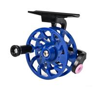 Ice Fishing Reel Fly Wheel for Trout and Pike, Equipped with Guide Ring and Unloading Adjustment for Enhanced Line Management (blue)